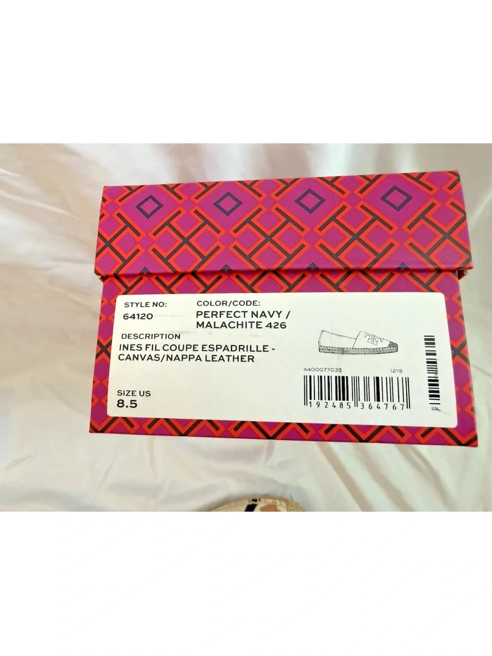 Tory Burch Ines Fil Coupe Espadrille Canvas Leather - Size 8.5